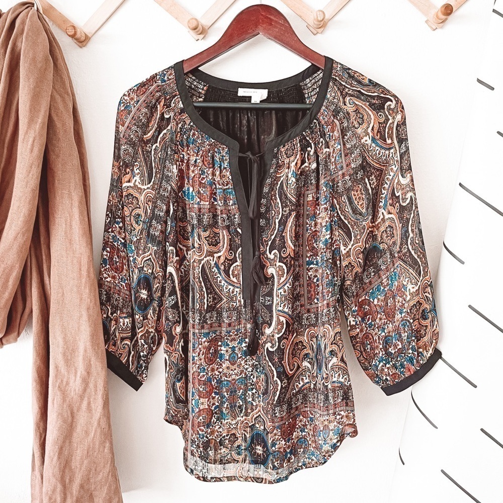 Anthropologie Meadow Rue Paisley Marya Peasant Top - Picture 3 of 6